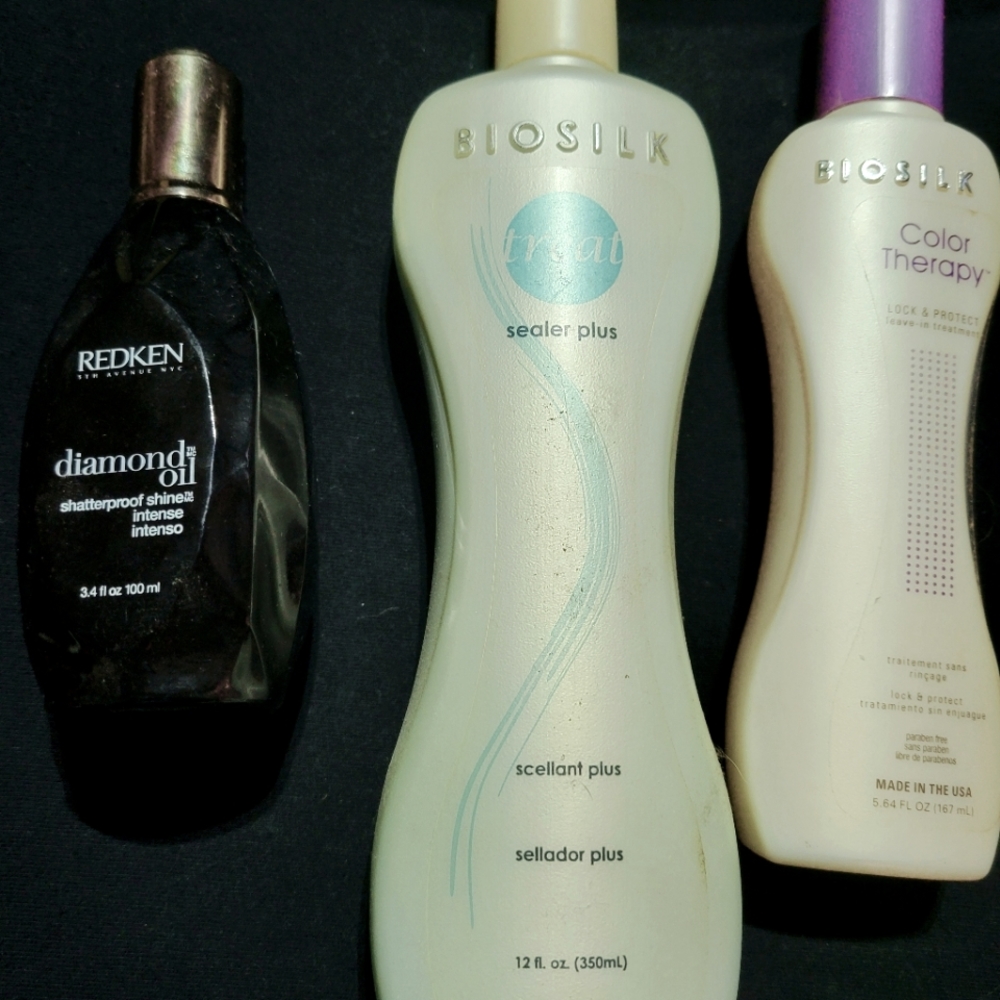 Redken shine oil and Biosilk seal in plus &  Color treatment leave in conditione